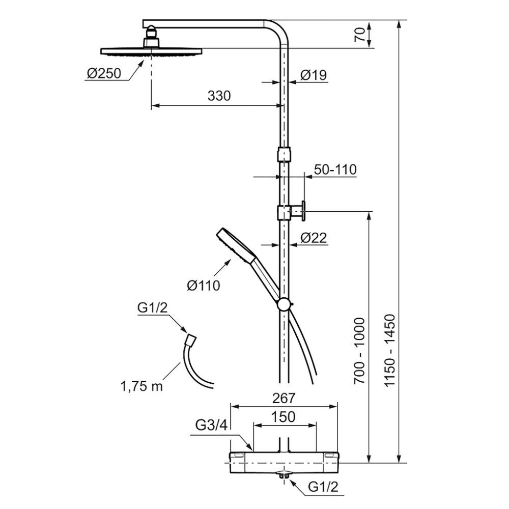 Suihkukokonaisuus Mora MMIX II kromi