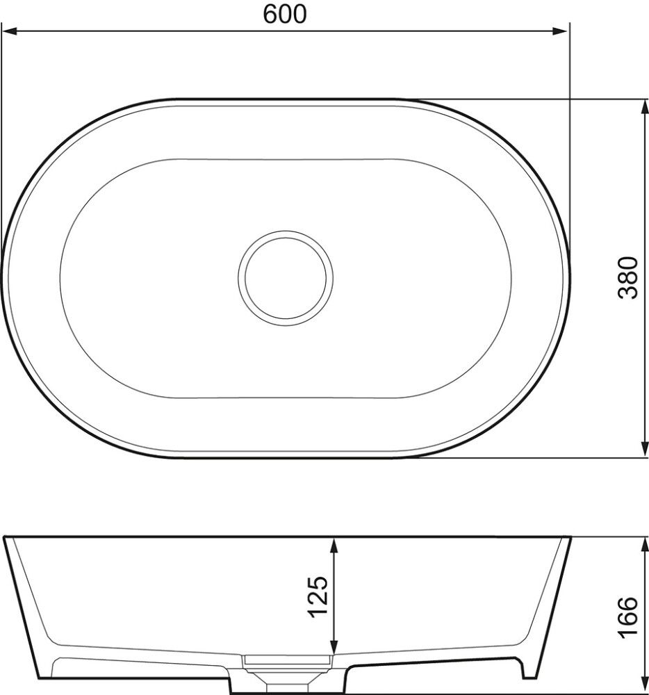 Malja-allas FM Mattsson Lava II valkoinen 60 x 38 cm