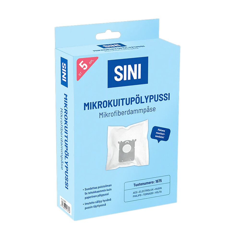 Mikrokuitupölypussi Sini 1675 S-Bag 5 kpl