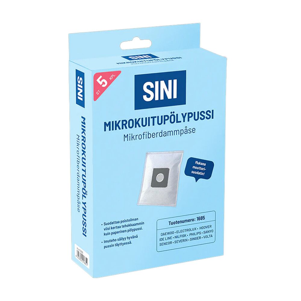 Mikrokuitupölypussi Sini 1685 5 kpl