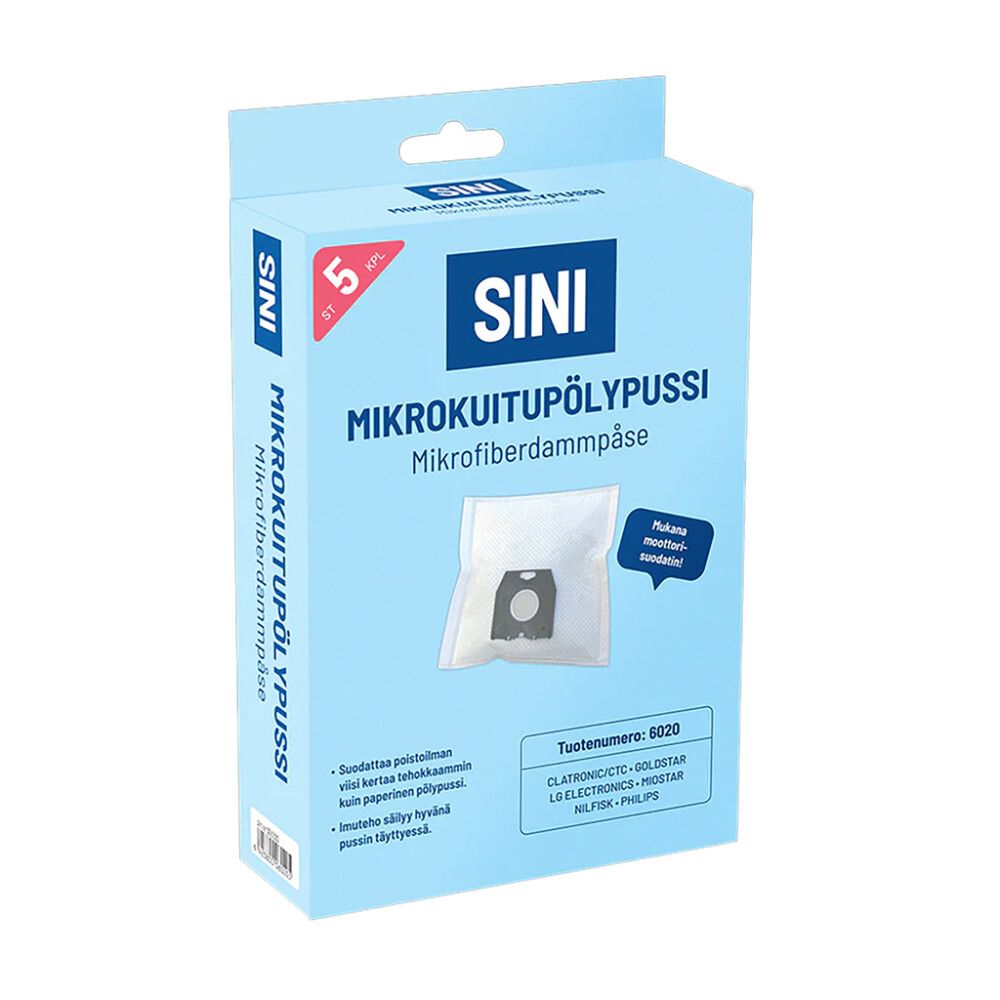 Mikrokuitupölypussi Sini 6020 5 kpl
