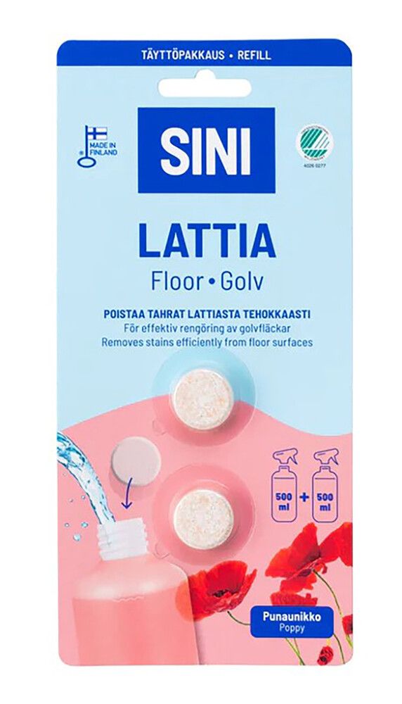 Puhdistusainetabletti Sini Lattiapuhdistusaine täyttöpakkaus 2 x 500 ml