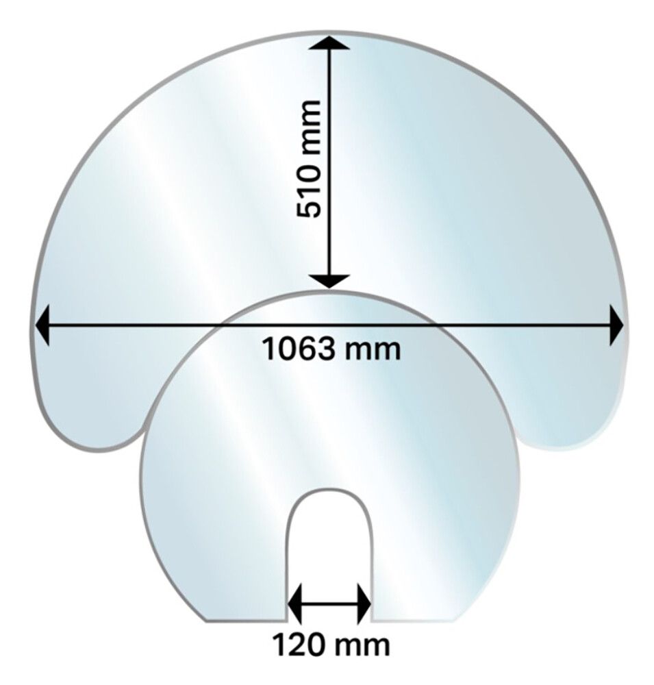 Suojalevy lattialle Aduro Lasi Puolikuun muotoinen 1063 x 510 mm