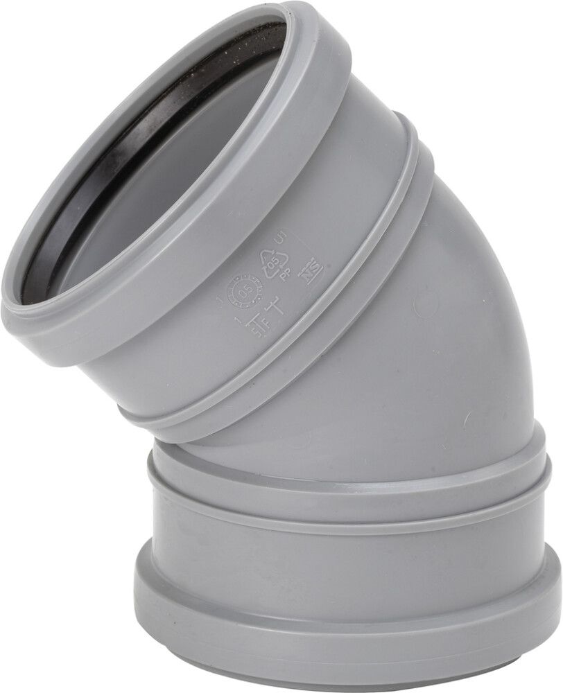 Muhvikulma Uponor 110 x 45°, Harmaa