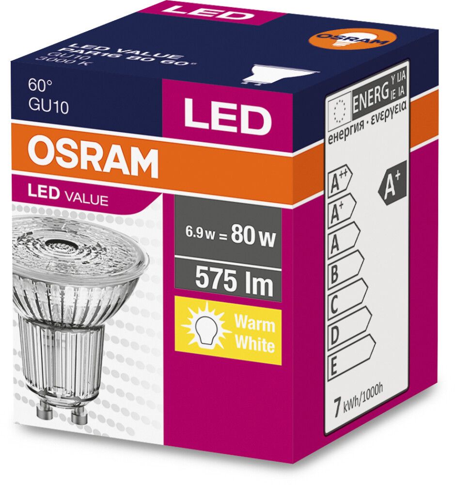 Led-Lamppu Osram Value PAR16 80 6,9W 3000K 60D GU10