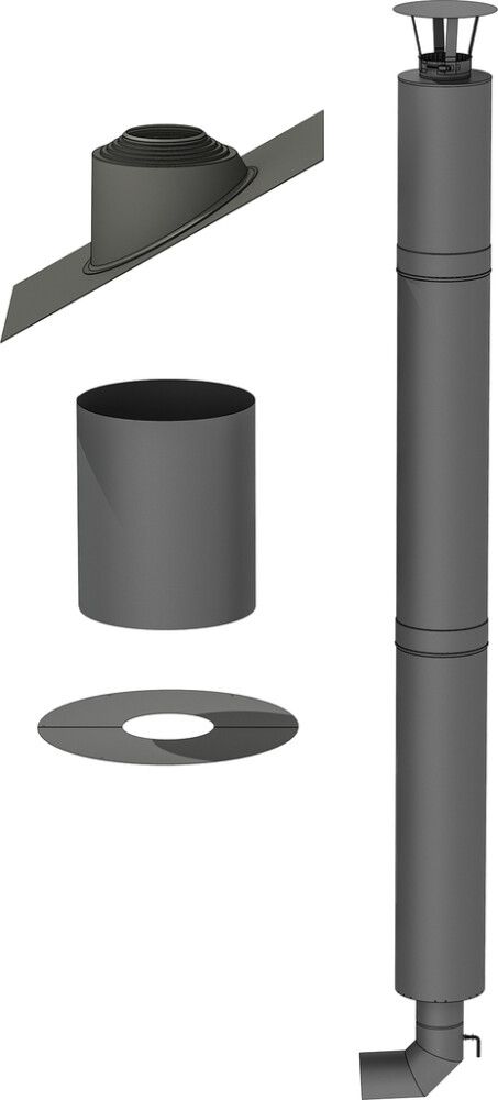 Korpi- ja hohtokamiinapiippu Pisla HTT Musta