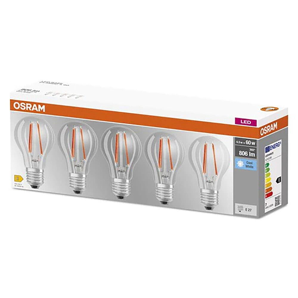 Vakiolamppu LED Osram E27 6,5 W 4000 K 5-pack