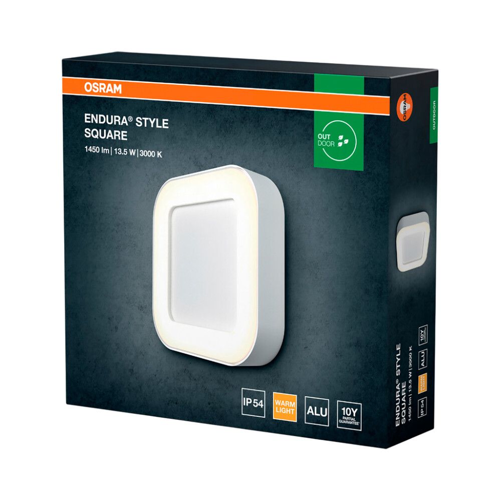 LED-ulkoseinävalaisin Osram Endura Style Square valkoinen 20,2 x 20,2 cm IP54
