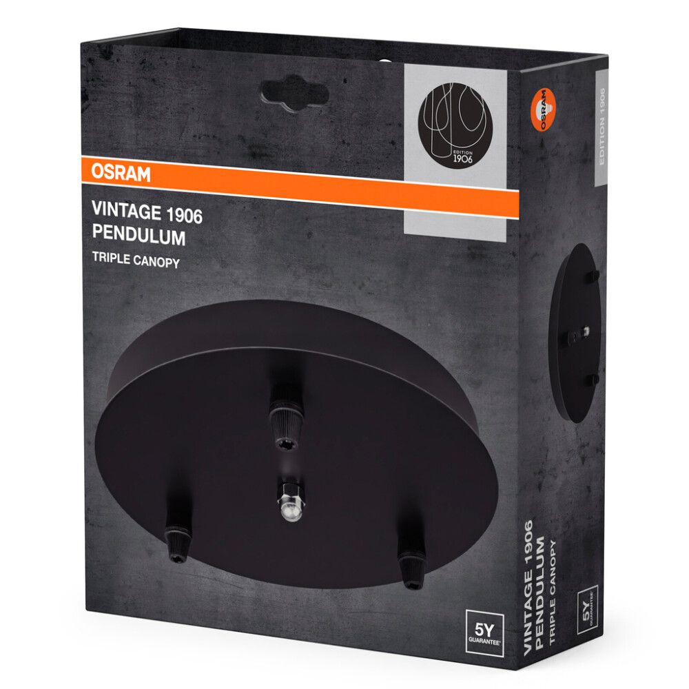 Kattokuppi Osram Vintage 1906 3-os musta Ø 20 cm