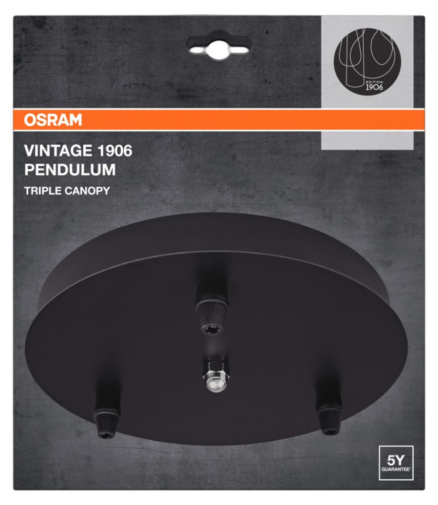 Kattokuppi Osram Vintage 1906 3-os musta Ø 20 cm