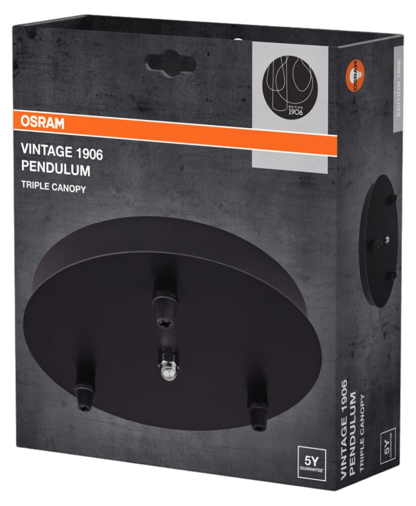 Kattokuppi Osram Vintage 1906 3-os musta Ø 20 cm