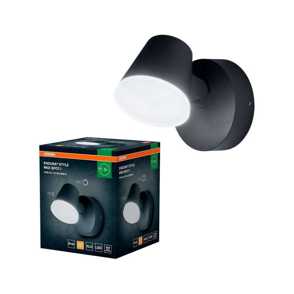 LED-ulkoseinävalaisin Osram Endura Midi Spot I tummanharmaa 12,5 x 16,2 x 12,8 cm IP44