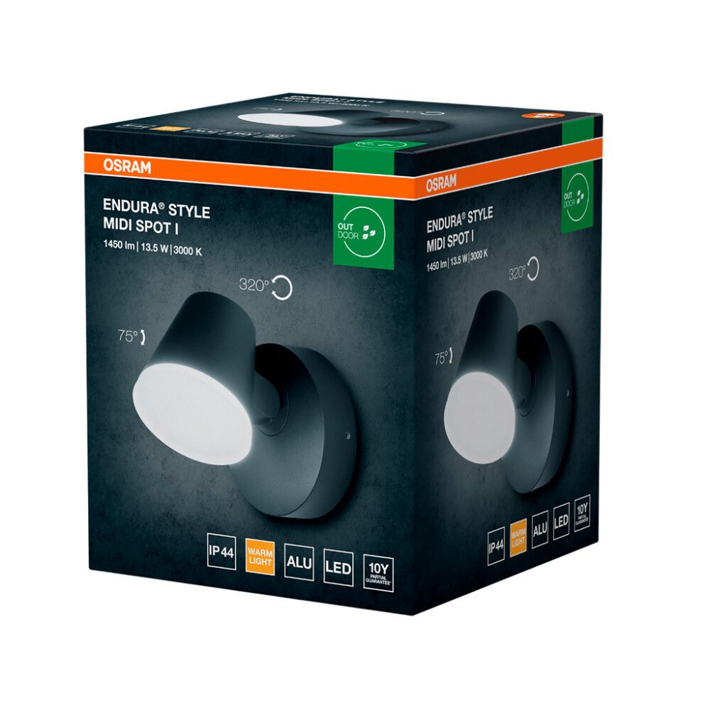 LED-ulkoseinävalaisin Osram Endura Midi Spot I tummanharmaa 12,5 x 16,2 x 12,8 cm IP44