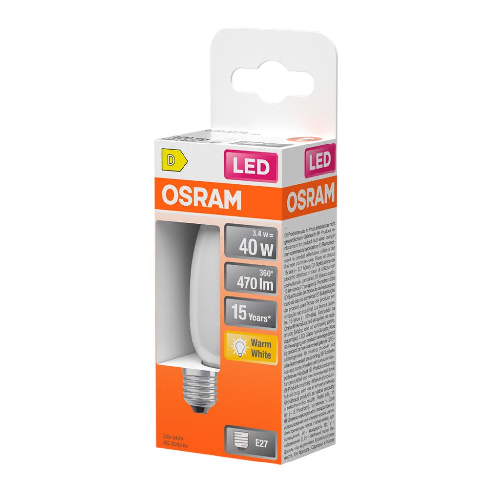 LED-lamppu Osram Star Classic B40 E27 3,4 W 470 lm 2700 K opaali 1 kpl/pkt