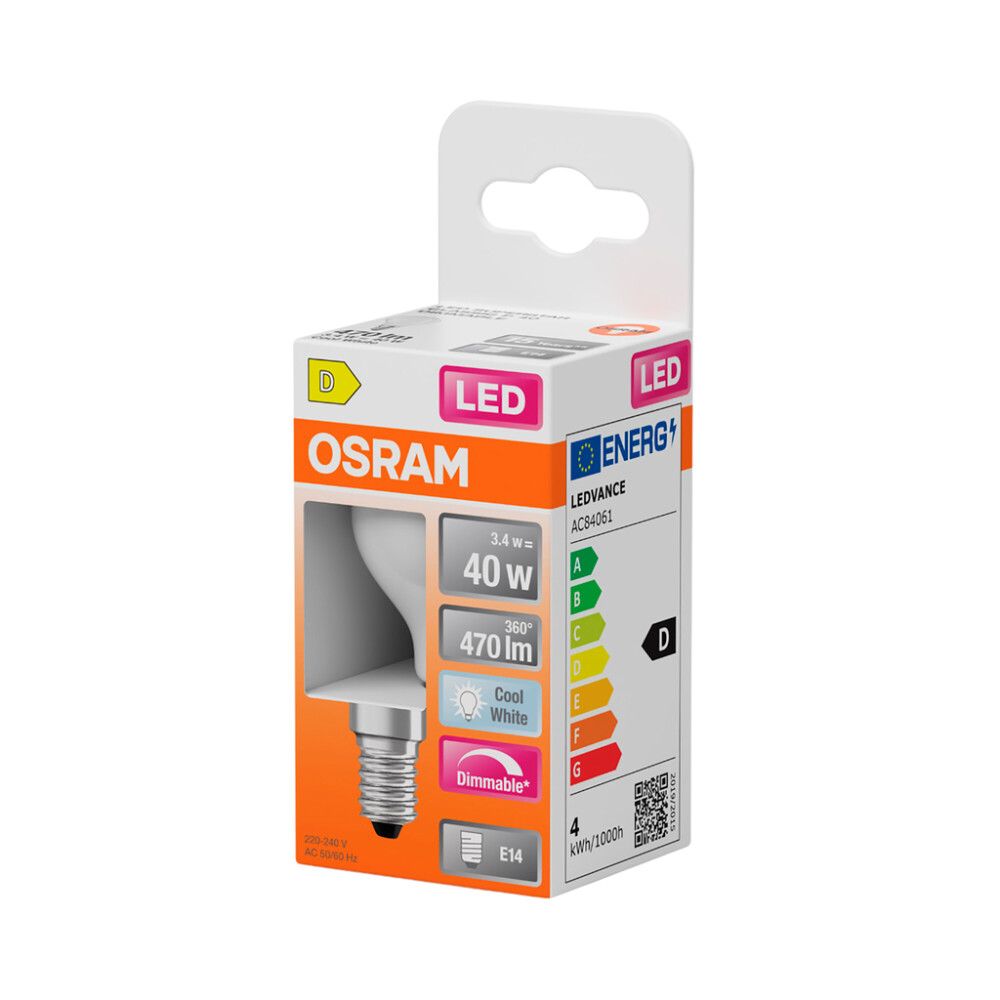 LED-lamppu Osram Star Classic P40 DIM E14 3,4 W 470 lm 4000 K opaali 1 kpl/pkt