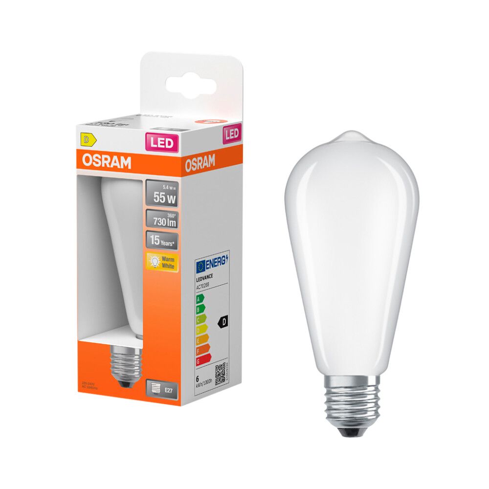 LED-lamppu Osram Star Classic A60 E27 5,4 W 720 lm 2700 K opaali 1 kpl/pkt