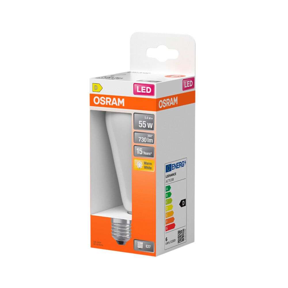 LED-lamppu Osram Star Classic A60 E27 5,4 W 720 lm 2700 K opaali 1 kpl/pkt