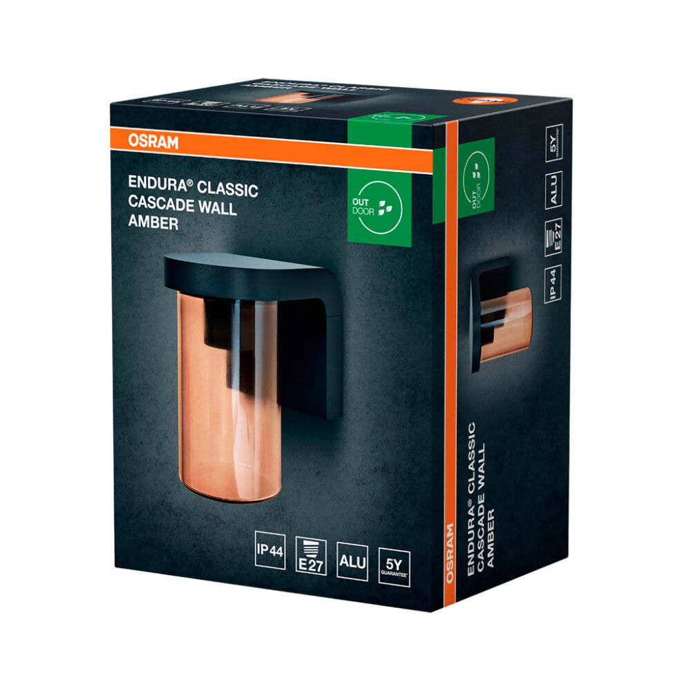 Ulkoseinävalaisin Osram Endura Cascade tummanharmaa/meripihka 18 cm IP44