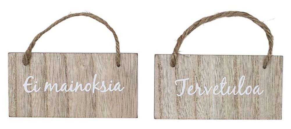 Kyltti Weiste Tekstilajitelma puu/valkoinen 12 x 6 cm