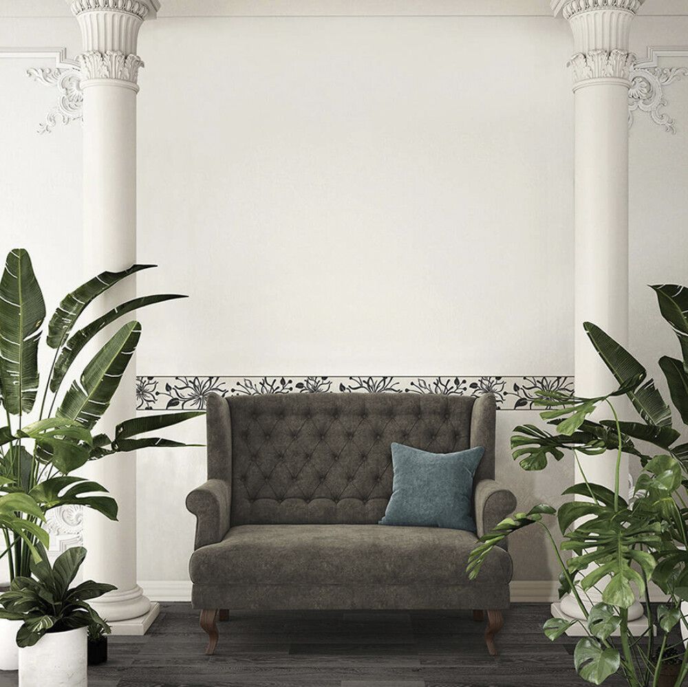 Boordi A.S. Creation Itseliimautuva Musta-valkoinen Kukka