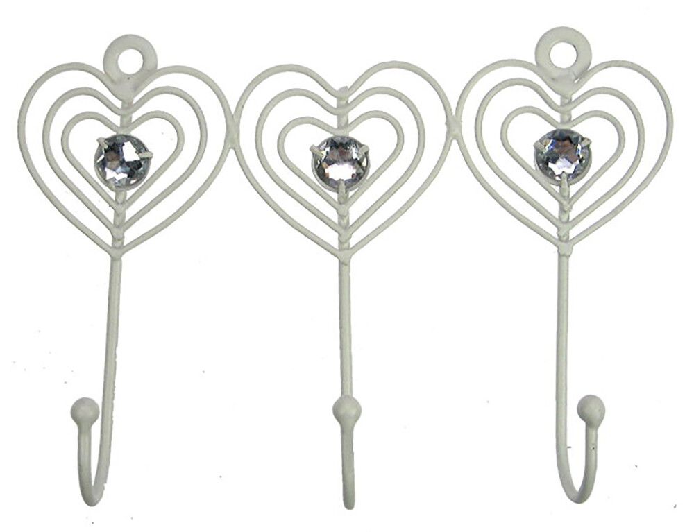 Naulakko Weiste sydän 3-os valkoinen 15 x 11 cm