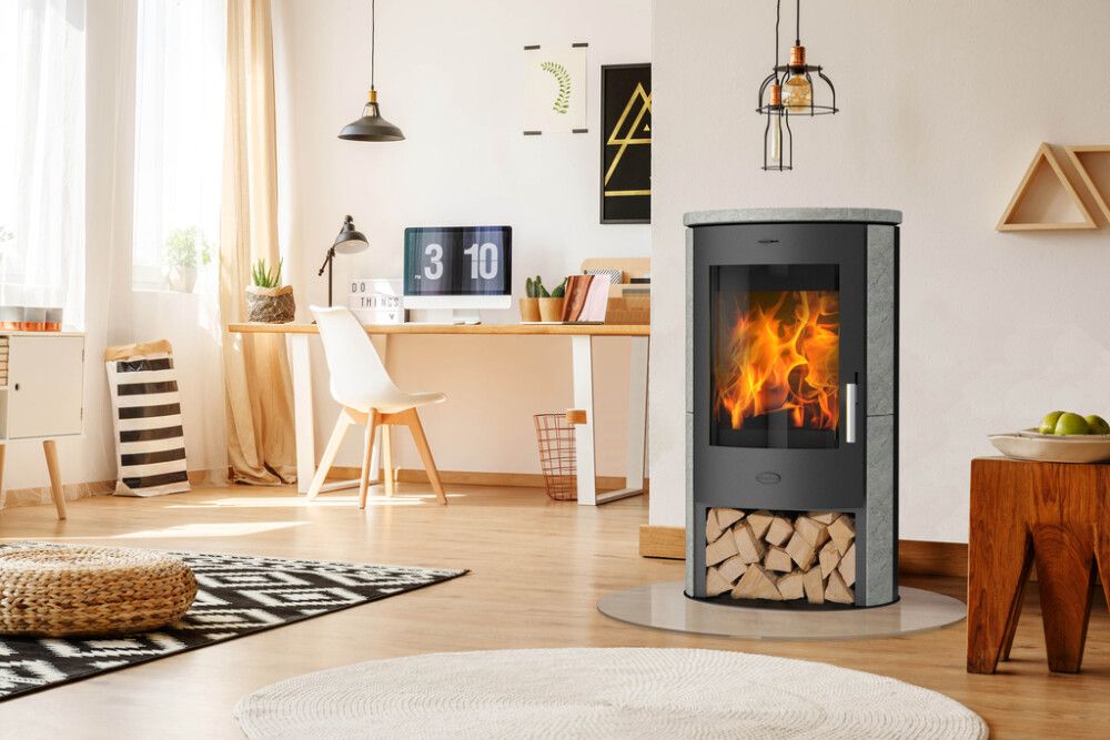 Kevyttakka Fireplace Trend musta/harmaa 98,8 x 55,2 cm