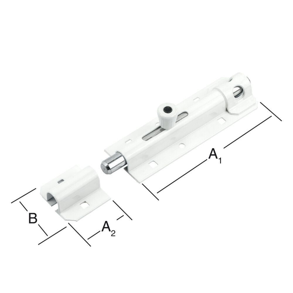 Työntösalpalukko 130 x 43,5 mm valkoinen