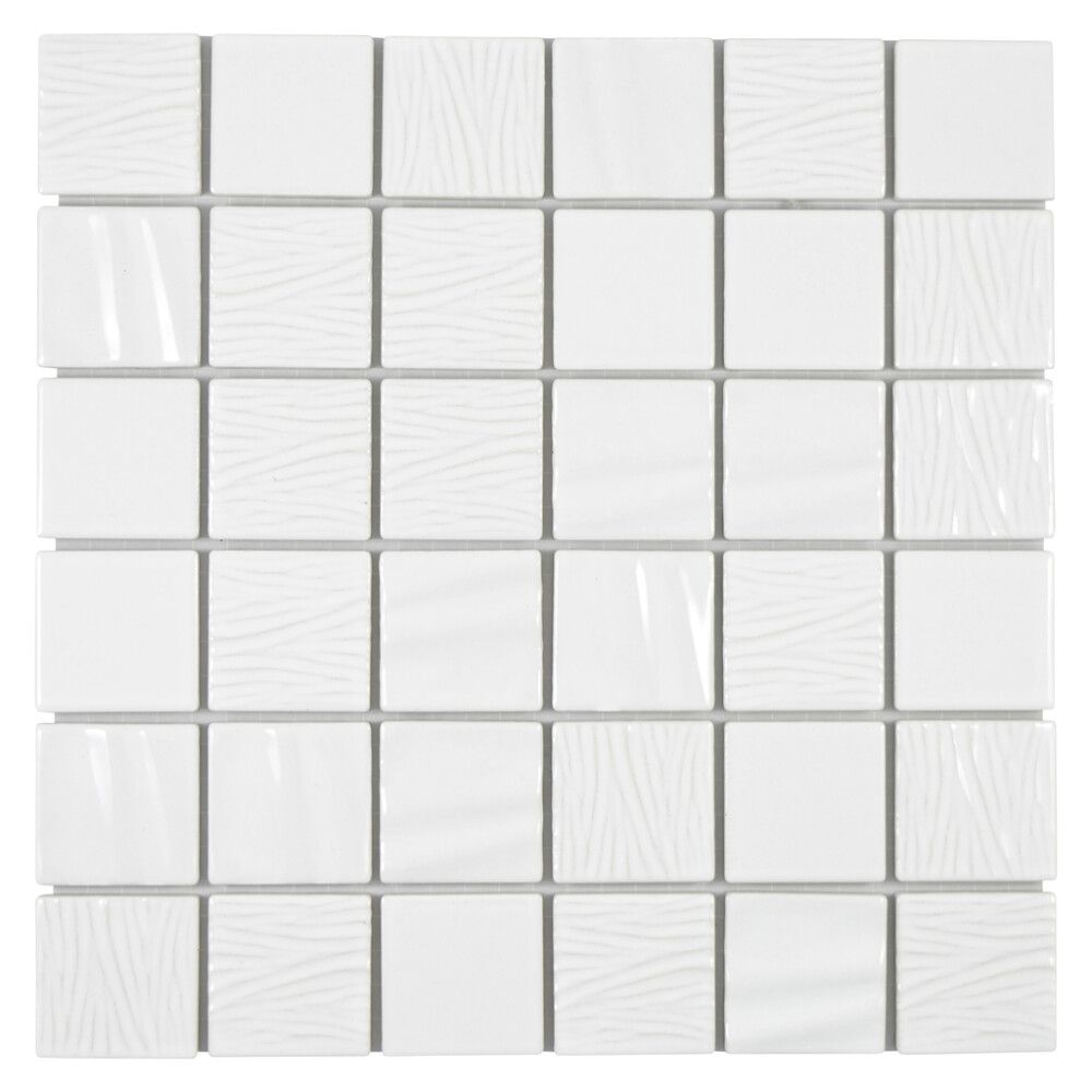 Mosaiikkilaatta Fliesen Quadrat valkoinen 29,5 x 29,5 cm