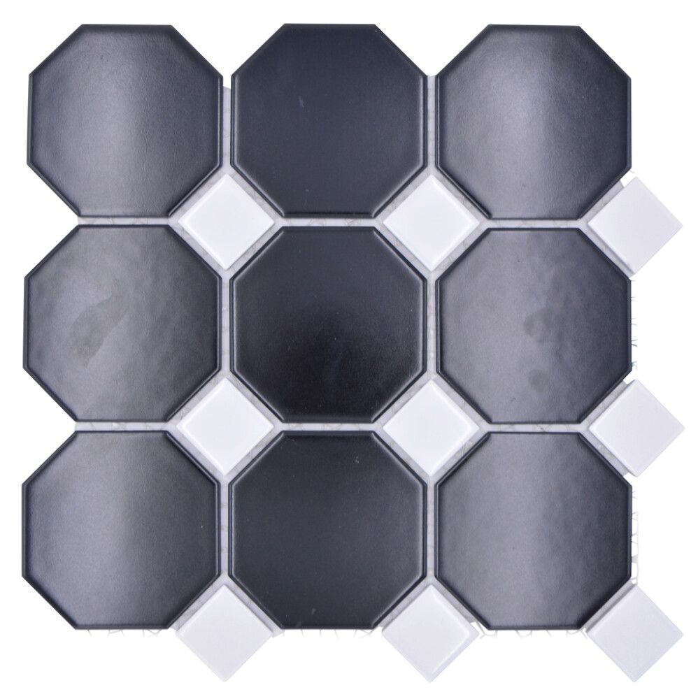 Mosaiikkilaatta Fliesen Octa musta/valkoinen 30 x 30 cm