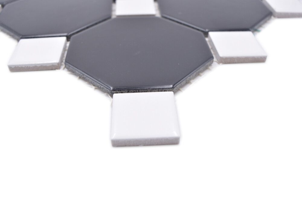 Mosaiikkilaatta Fliesen Octa musta/valkoinen 30 x 30 cm