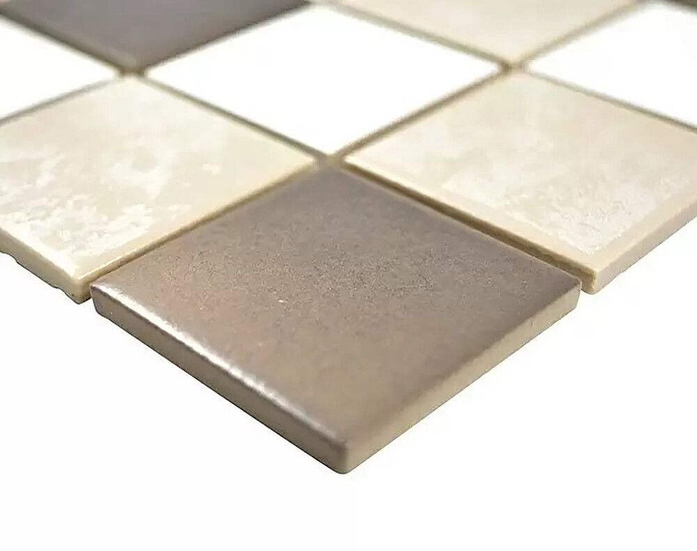 Mosaiikkilaatta Fliesen Quadrat Mix ruskea/valkoinen 30,6 x 30,6 cm