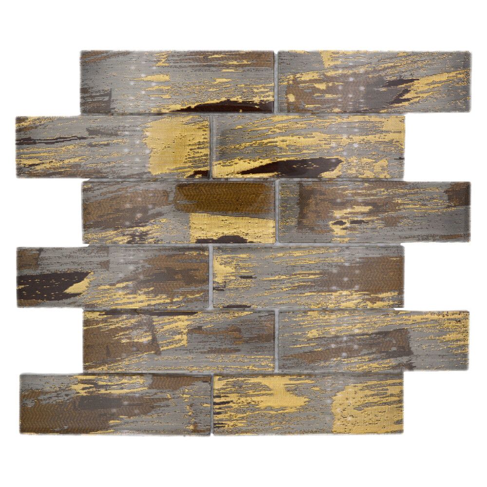 Mosaiikkilaatta Crystal Subway XCM SWGO Musta/Kulta 30 x 30 cm