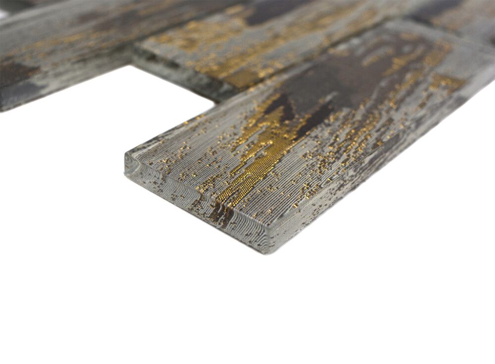 Mosaiikkilaatta Crystal Subway XCM SWGO Musta/Kulta 30 x 30 cm