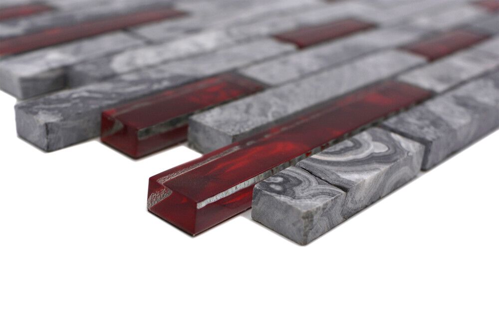 Mosaiikkilaatta Crystal Mix XCM MV618 29 x 30 cm Harmaa/Punainen