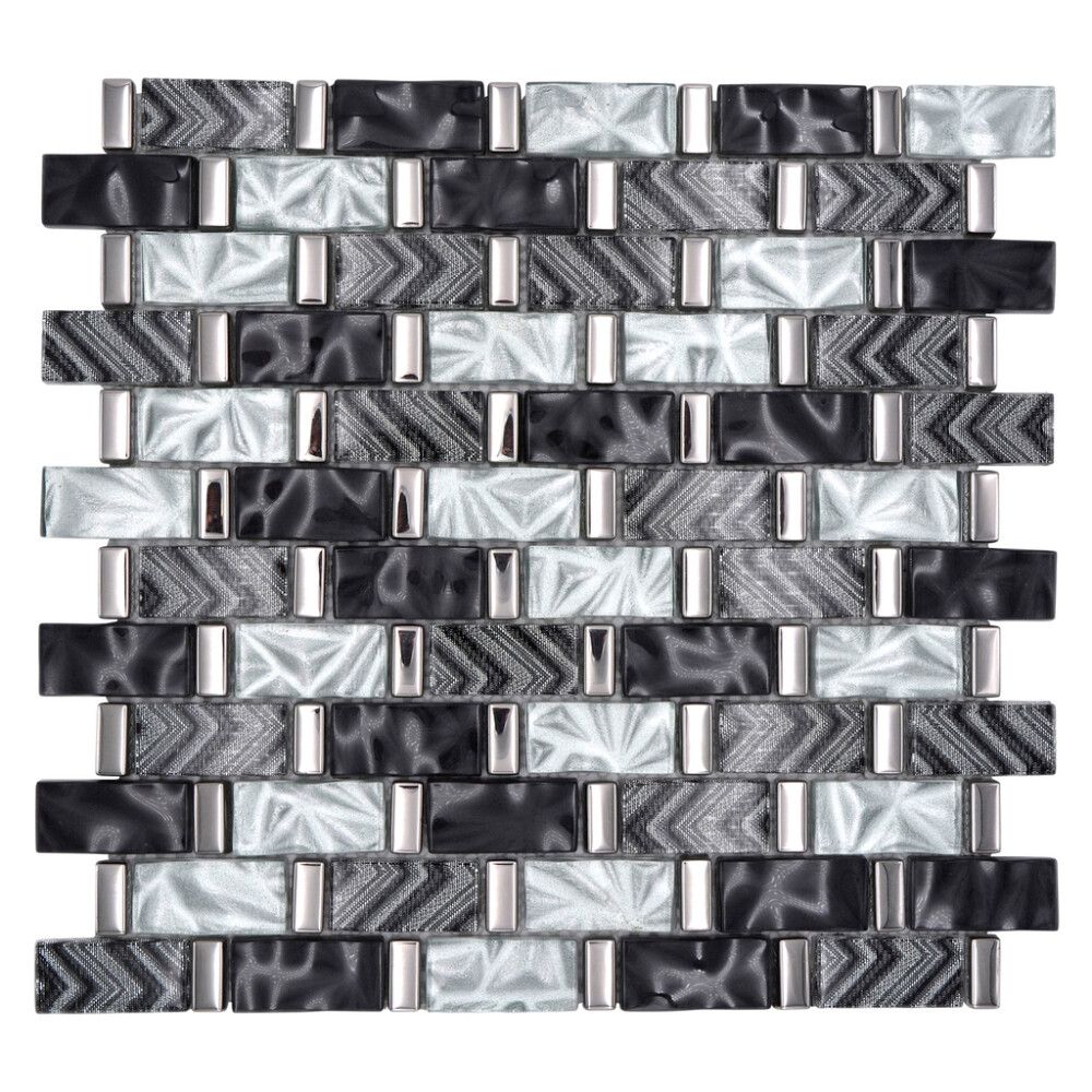 Mosaiikkilaatta Crystal Mix XCM MW10 31 x 30 cm Harmaa/Musta