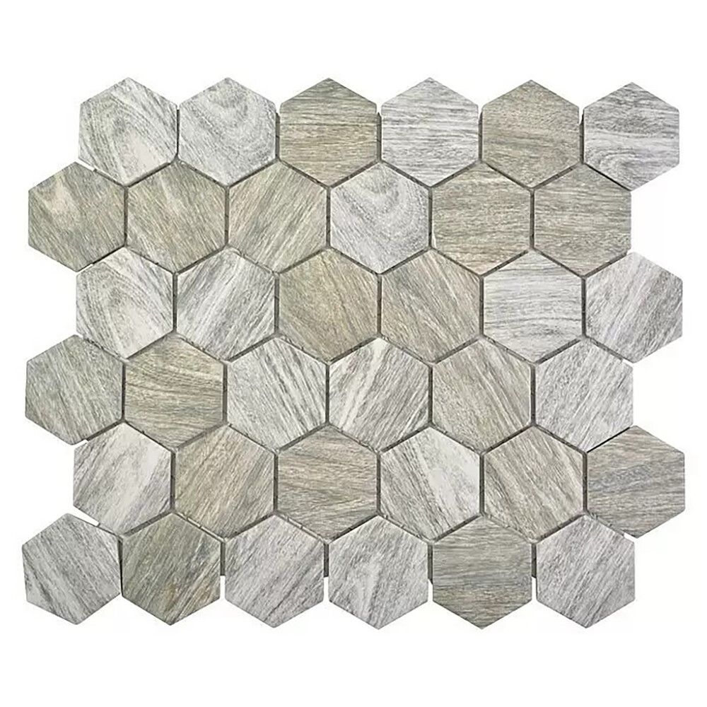 Mosaiikkilaatta Fliesen Hexagon Curio harmaa 32,5 x 28,1 cm