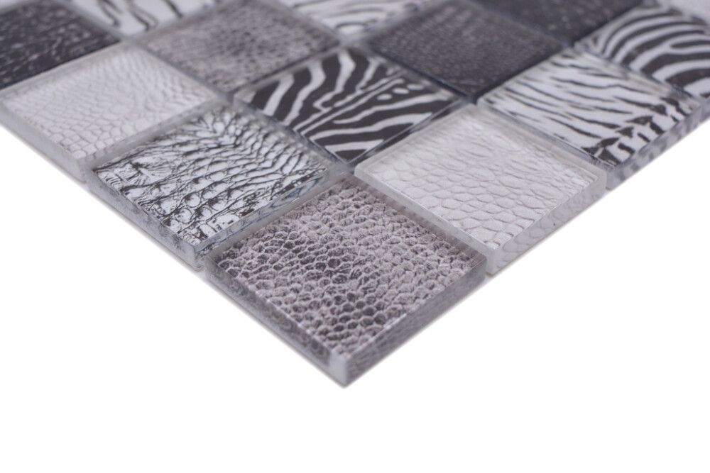 Mosaiikkilaatta Fliesen Quadrat Crystal harmaa musta 29.8 x 29.8 cm