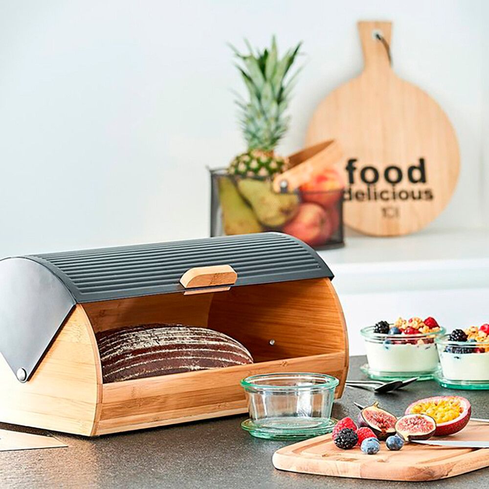 Leipälaatikko Zeller bambu/metalli musta