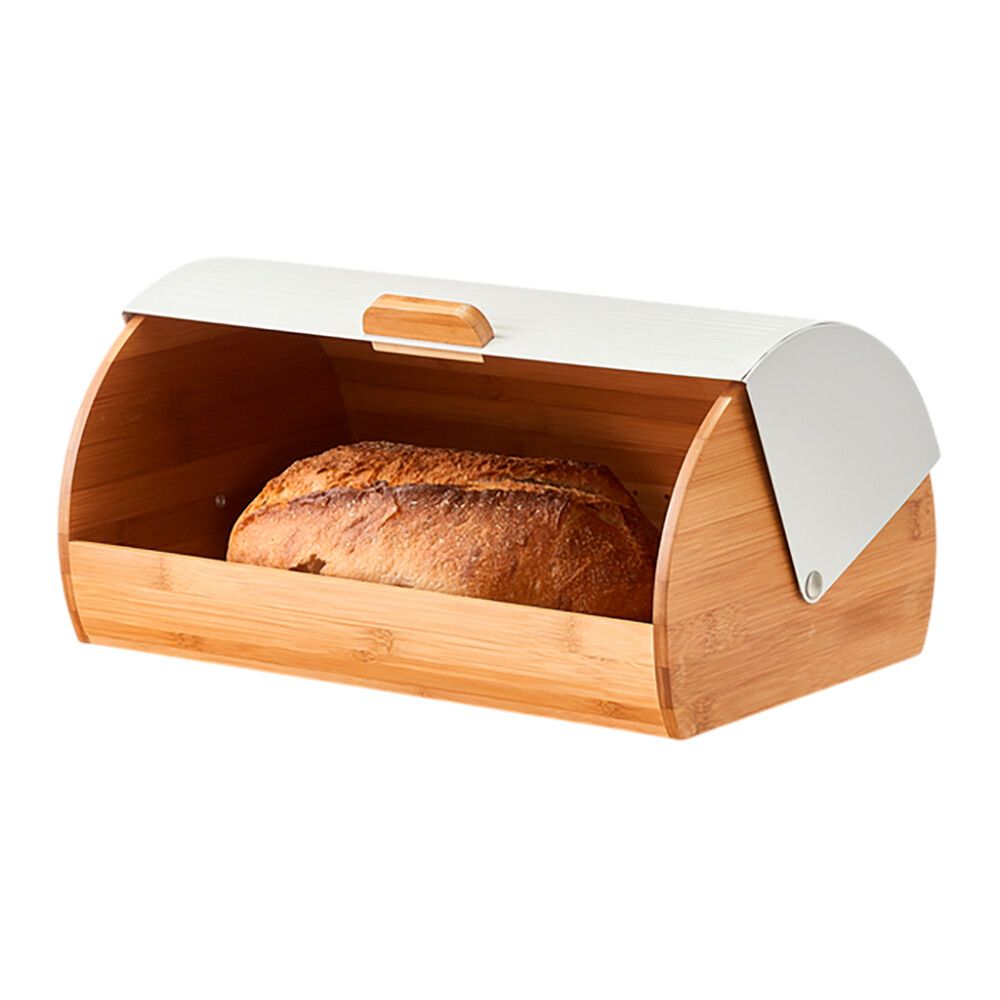 Leipälaatikko Zeller bambu/metalli valkoinen