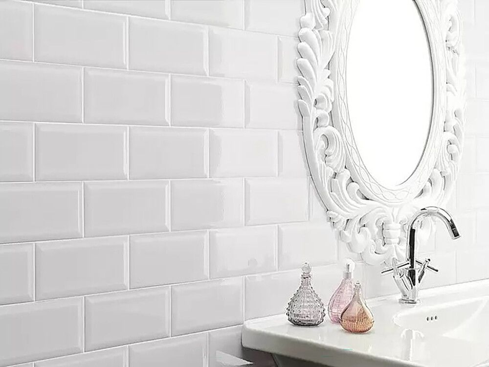 Seinälaatta Metro kiiltävä valkoinen 10 x 20 cm