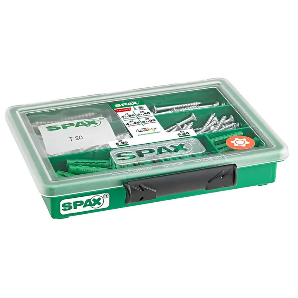 Ruuvi- ja tulppalajitelma Spax 95+65-OS.