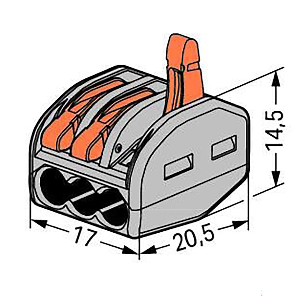 Rasialiitin Wago 222-413 harmaa 3-nap 10 kpl/pkt