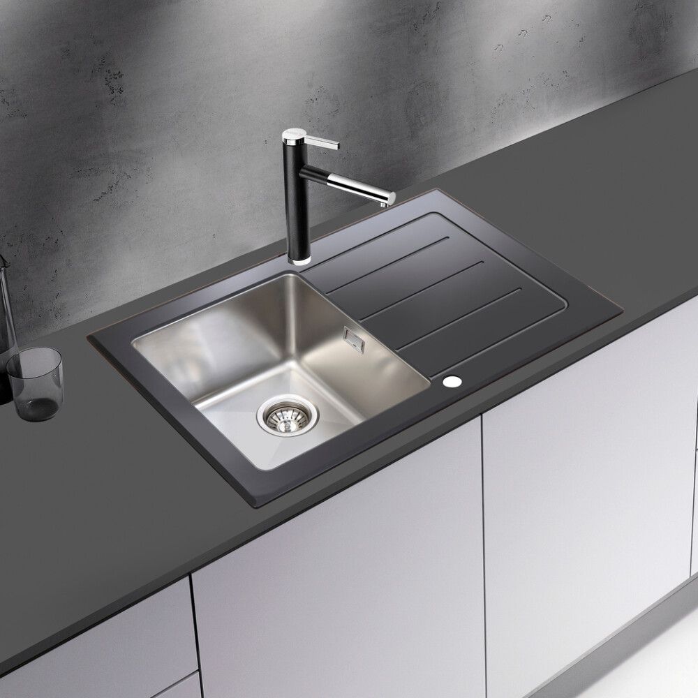 Tasoon upotettava allas Respekta New York RST / musta lasi