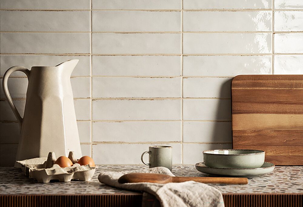 Seinälaatta Bayker Raku Bianco Latte 6 x 25 cm