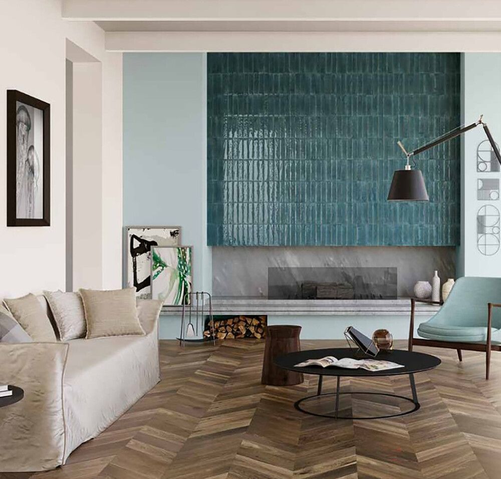 Seinälaatta Bayker Raku Blu Oriente 6 x 25 cm