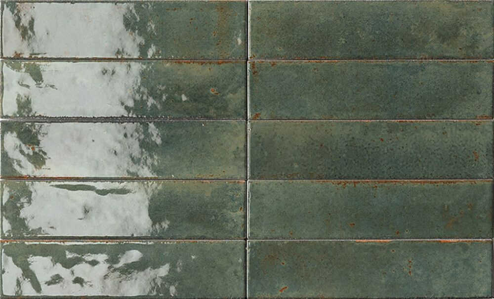 Seinälaatta Bayker Raku Verde Oliva 6 x 25 cm