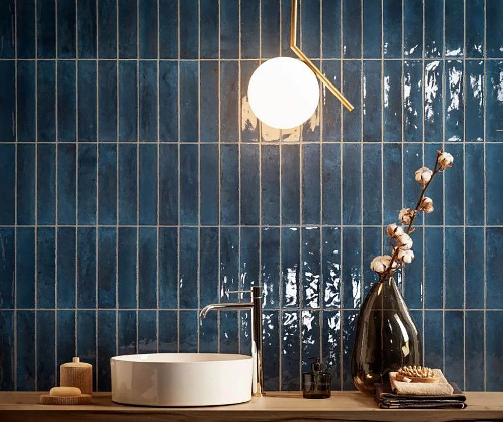 Seinälaatta Bayker Raku Blu Colbalto 6 x 25 cm