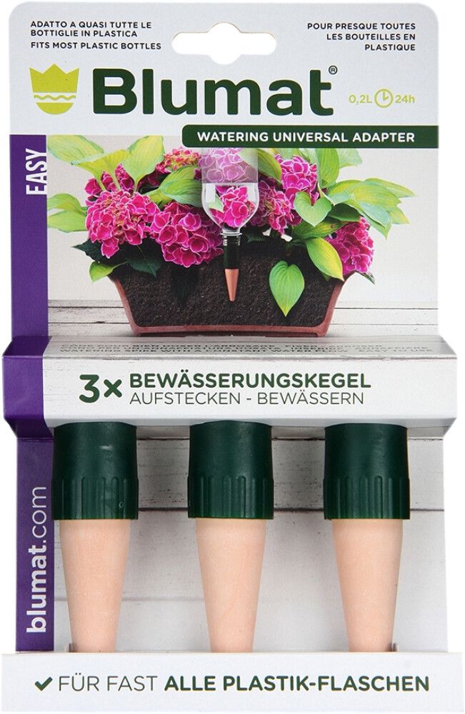 Ruukkukastelija Blumat muovipulloihin 3 kpl