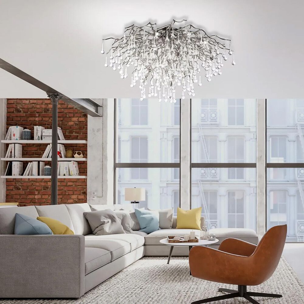 Kattokruunu Paul Neuhaus Icicle hopea Ø 100 cm