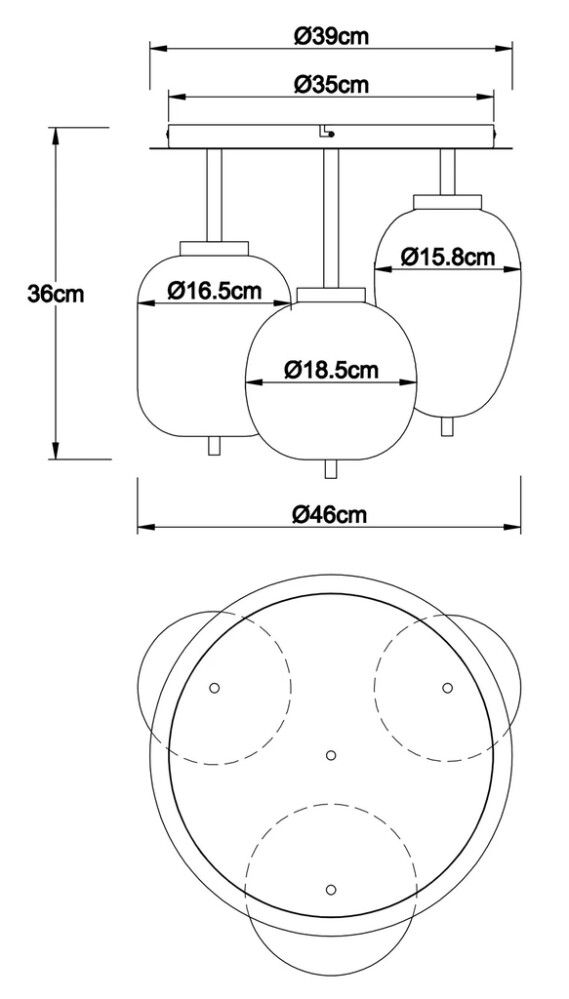 Kattovalaisin Globo Blacky 3-os Ø 46 cm Nikkeli